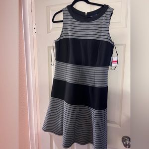 Grey and Black striped fitted dress